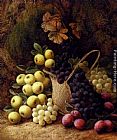 Famous Grapes Paintings - Still Life with Apples, Grapes and Plums